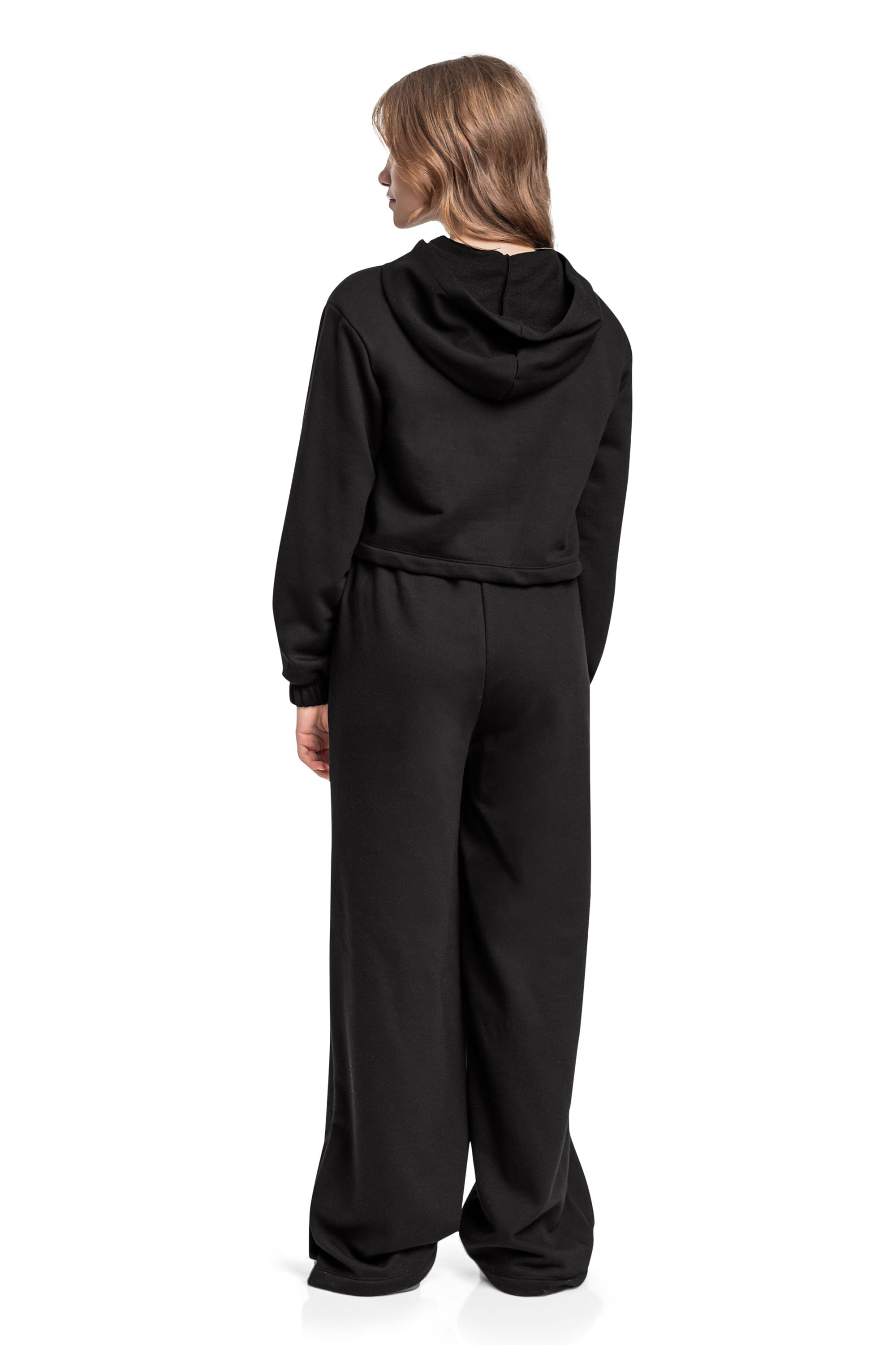 Conjunto Juvenil com Blusão e Calça Wide Leg em Moletom (Preto) Gloss - Imagem 29